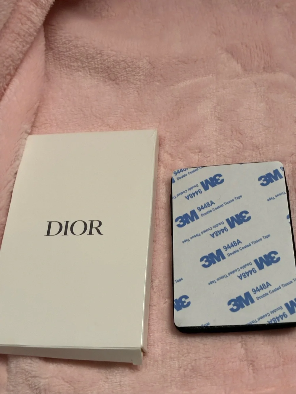 Christian Dior Cannage CD Leather Stick-On Phone Card Holder Wallet Black NIB